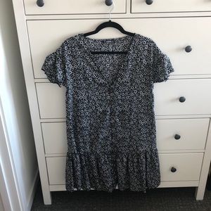 Black floral dress, size M, from Shein.